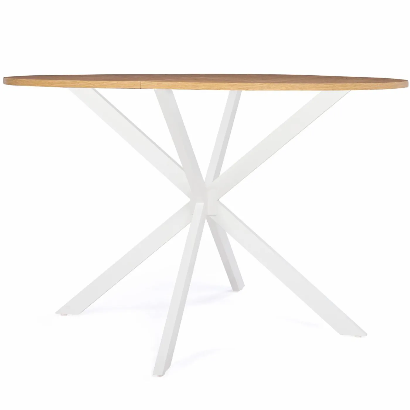 Table ronde bois et blanche 6 personnes industrielle