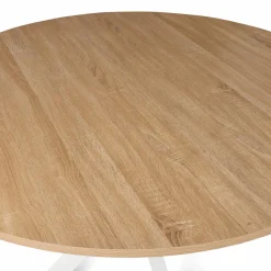 Table ronde bois et blanche 6 personnes industrielle