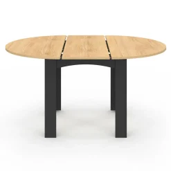 Table ronde extensible 4-8 personnes noir et bois