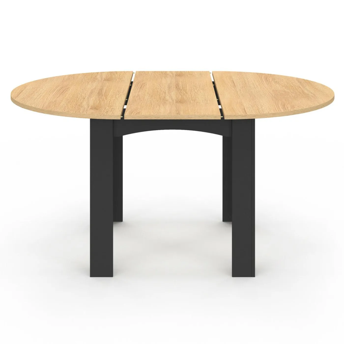 Table ronde extensible 4-8 personnes noir et bois