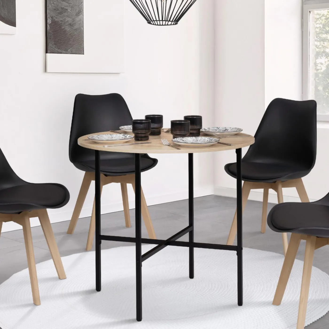 Table ronde industrielle 4 personnes 80 cm