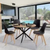 Table ronde noir et bois 4-6 personnes 110cm pied araignée