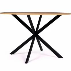 Table ronde noir et bois 4-6 personnes 110cm pied araignée