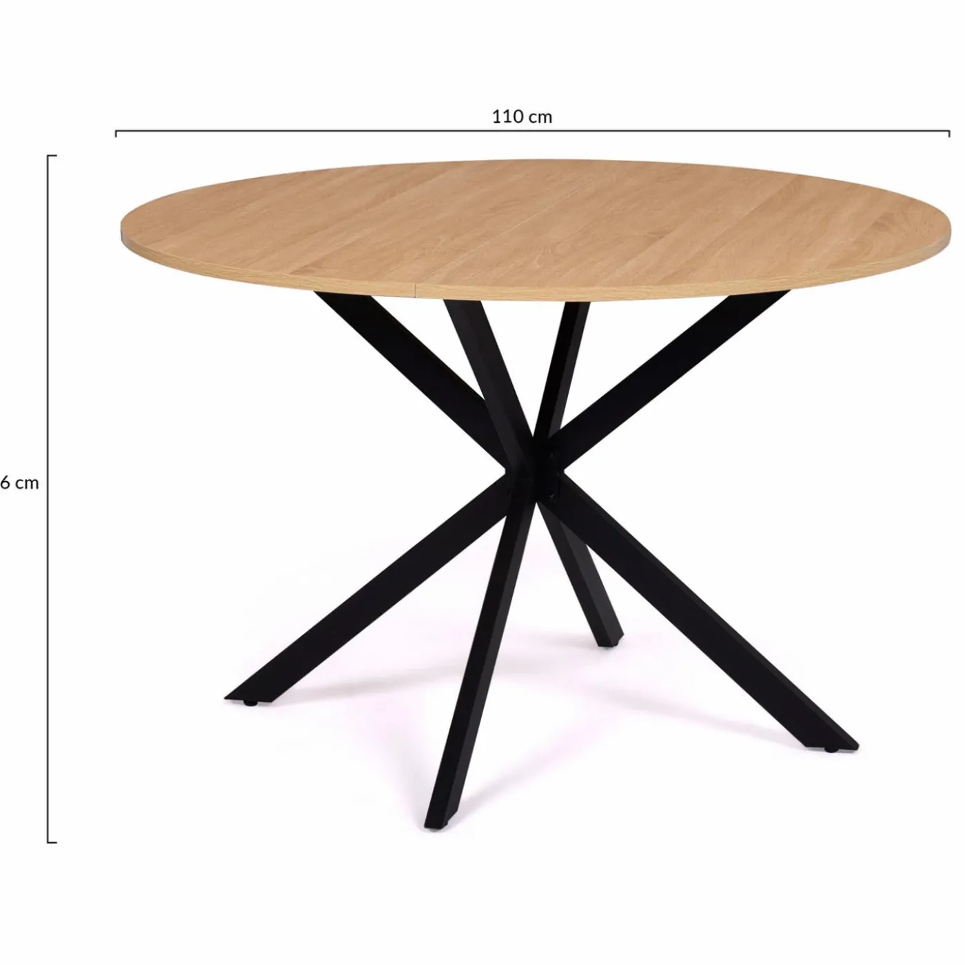 Table ronde noir et bois 4-6 personnes 110cm pied araignée