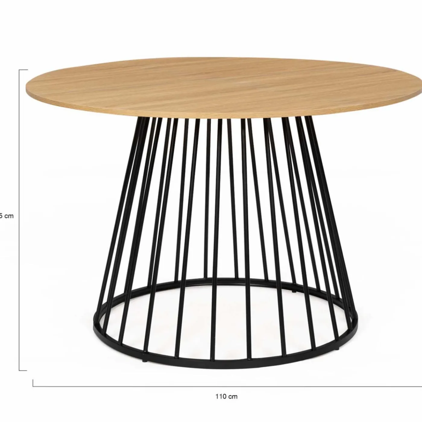 Table ronde pied filaire bois et noir 6 personnes