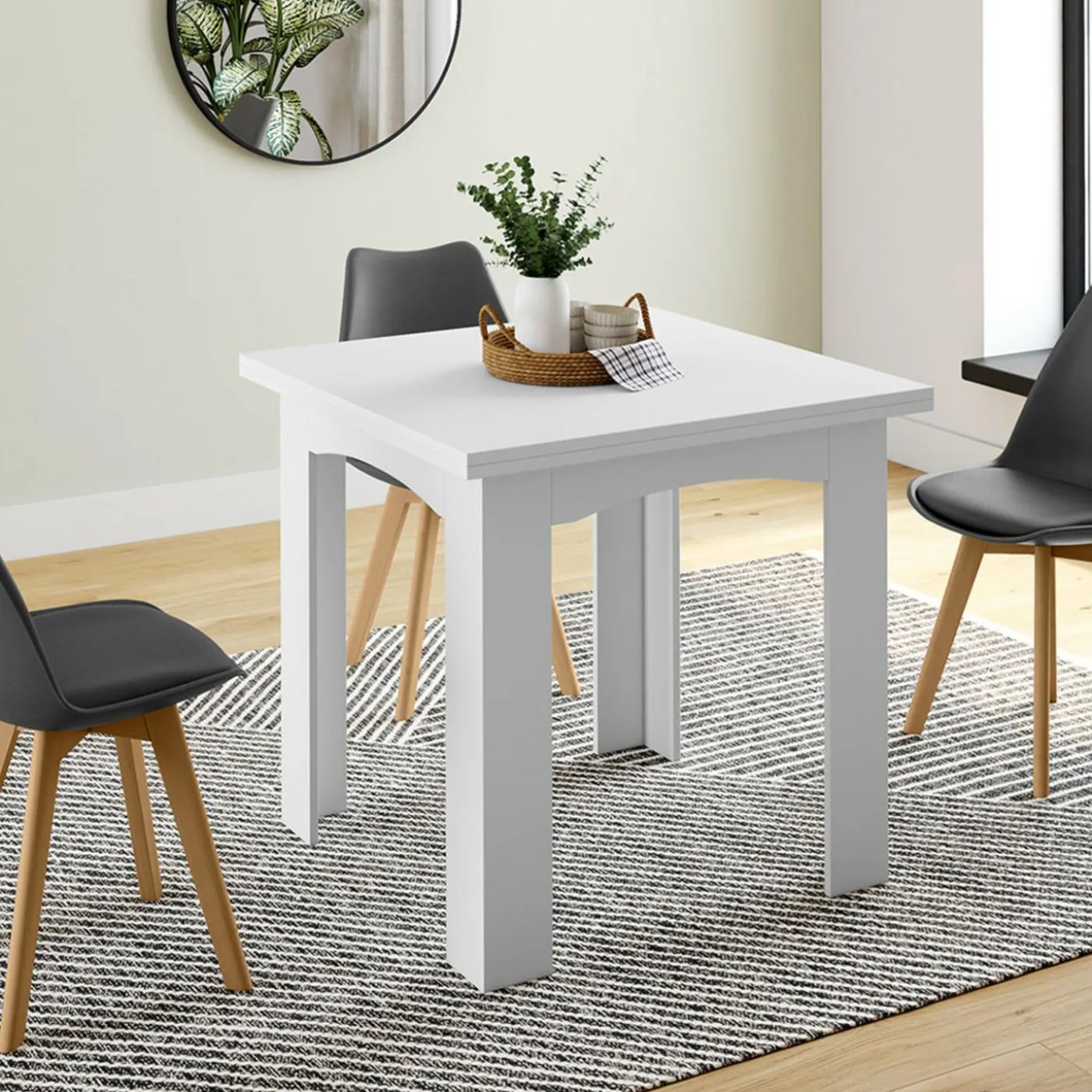 Table salle à manger extensible blanche