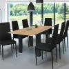 Table salle à manger extensible noire plateau façon hêtre