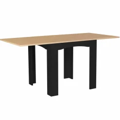 Table salle à manger extensible noire plateau façon hêtre