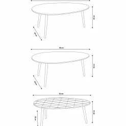Tables basses de salon gigognes scandinaves ovales