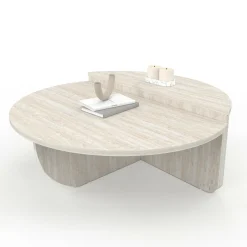 Tables basses rondes effet travertin