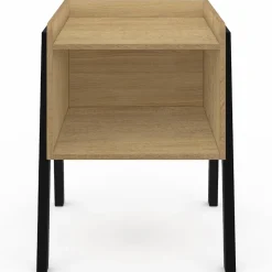 Tables de chevet 1 niche bois et pieds métal noir - lot de 2