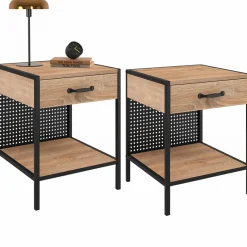 Tables de chevet acier perforé avec 1 tiroir design industriel