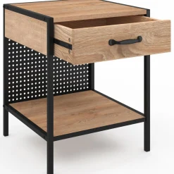 Tables de chevet acier perforé avec 1 tiroir design industriel