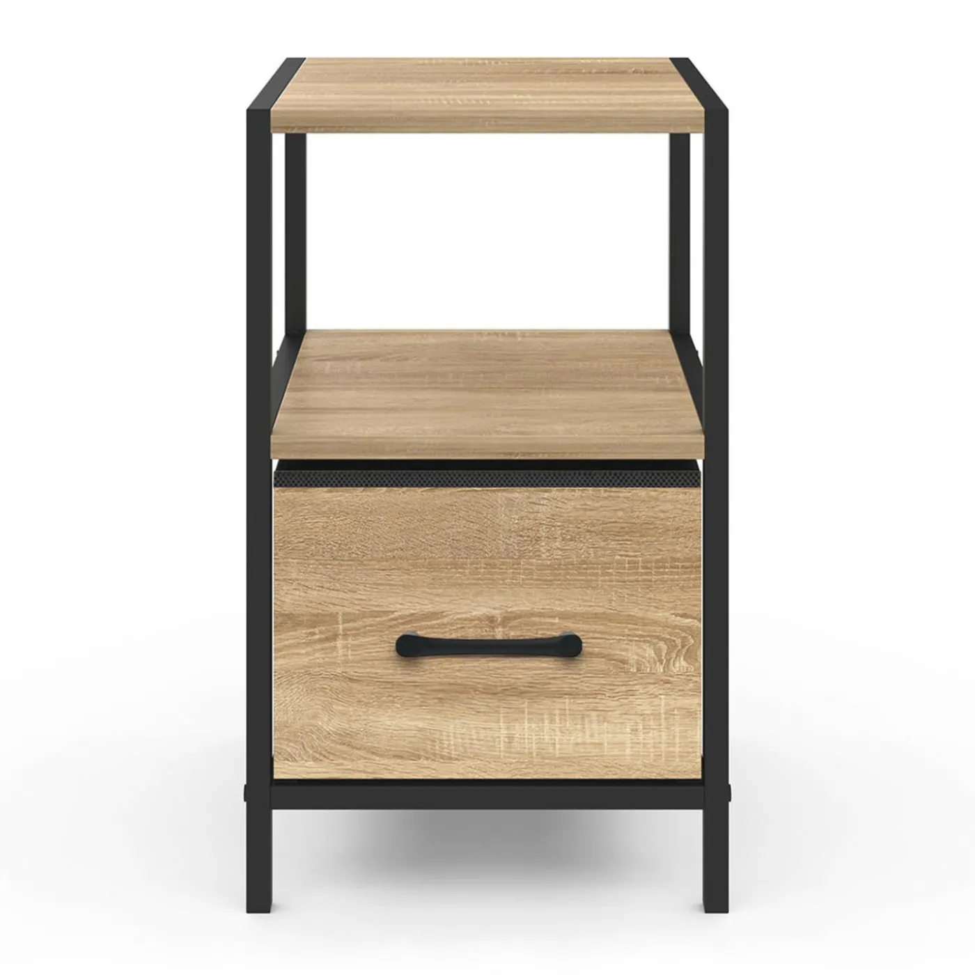 Tables de chevet avec 1 tiroir en tissu et 1 niche : lot de 2