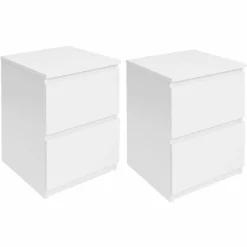 Tables de chevet bois blanc avec tiroirs