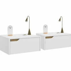 Tables de chevet murales suspendues blanches : lot de 2