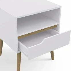Tables de chevet scandinaves avec 1 tiroir blanches et bois