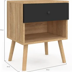 Tables de chevet scandinaves hêtre et noir : lot de 2