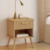 Tables de chevet tasseau bois coloris chêne avec niche + 1 tiroir