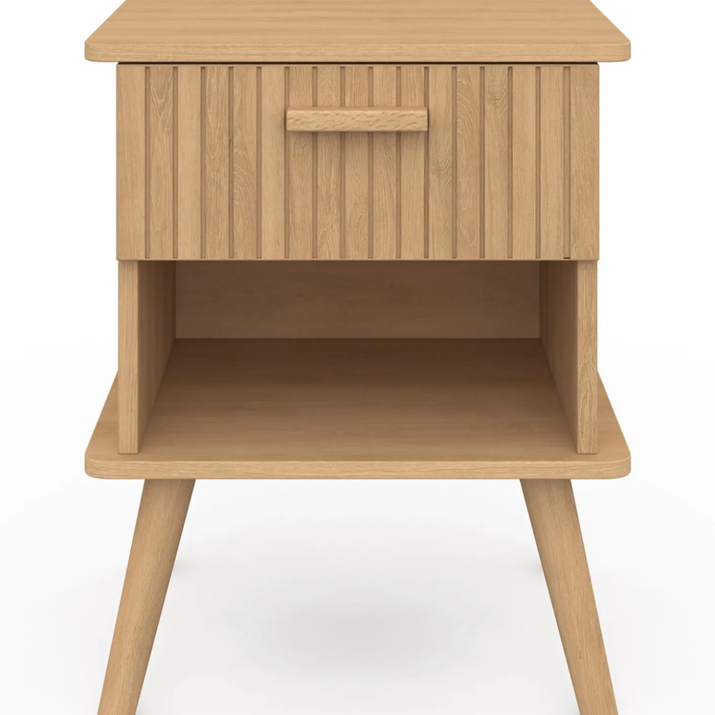 Tables de chevet tasseau bois coloris chêne avec niche + 1 tiroir