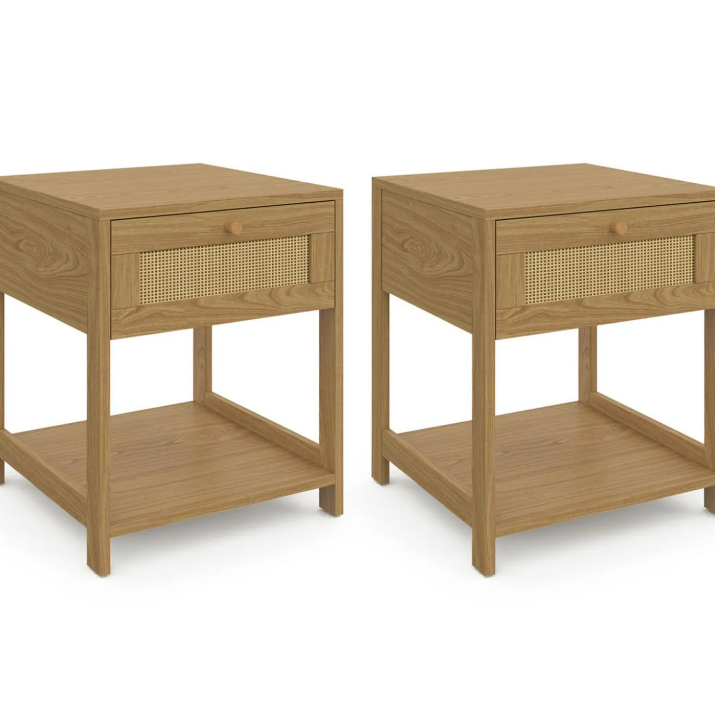 Tables de chevet vintage imitation cannage