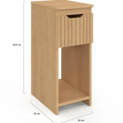 Tables de nuit effet lattes et bois