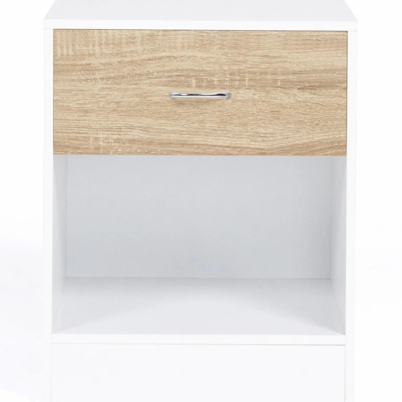 Tables de nuit en bois blanc et façon hêtre avec tiroir