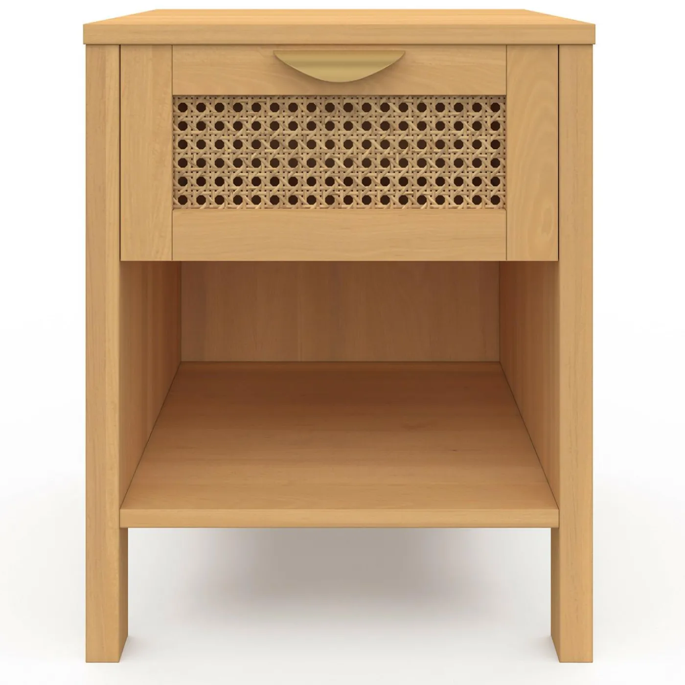 Tables de nuit en bois clair avec un tiroir et une niche