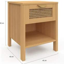 Tables de nuit en bois clair avec un tiroir et une niche
