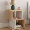 Tables de nuit en forme de S effet hêtre et blanc