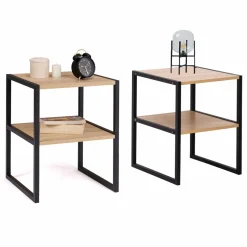 Tables de nuit industrielles bois et métal noir