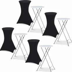 Tables mange-debout pliantes avec housse noire