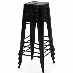 Tabouret style industriel noir mat x4