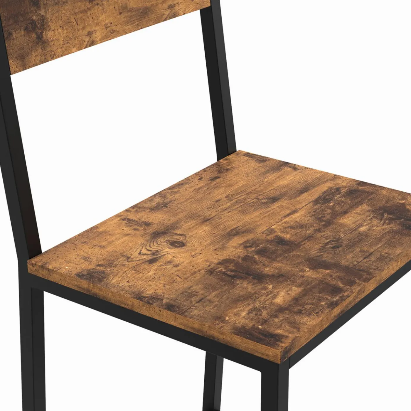 Tabourets de bar avec dossier style industriel bois foncé et noir