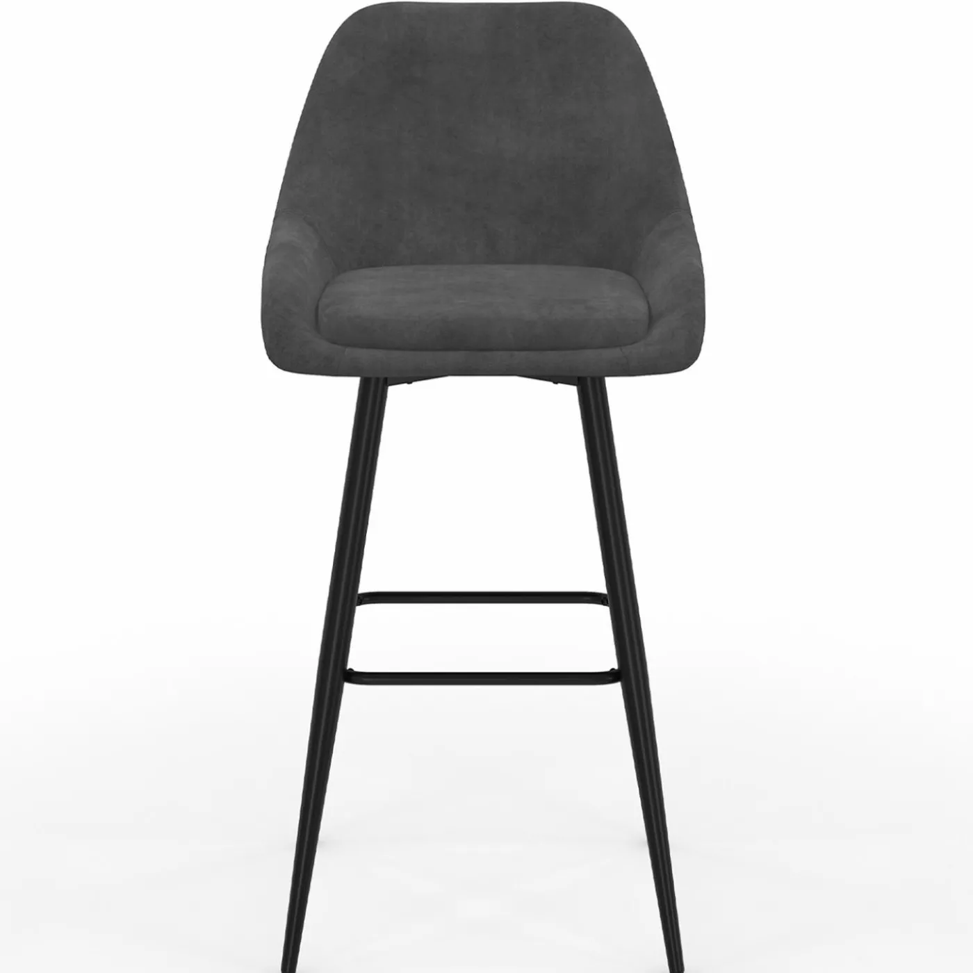 Tabourets de bar confortables en velours gris foncé avec accoudoirs