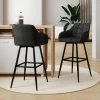 Tabourets de bar en velours gris foncé avec accoudoirs : lot de 2
