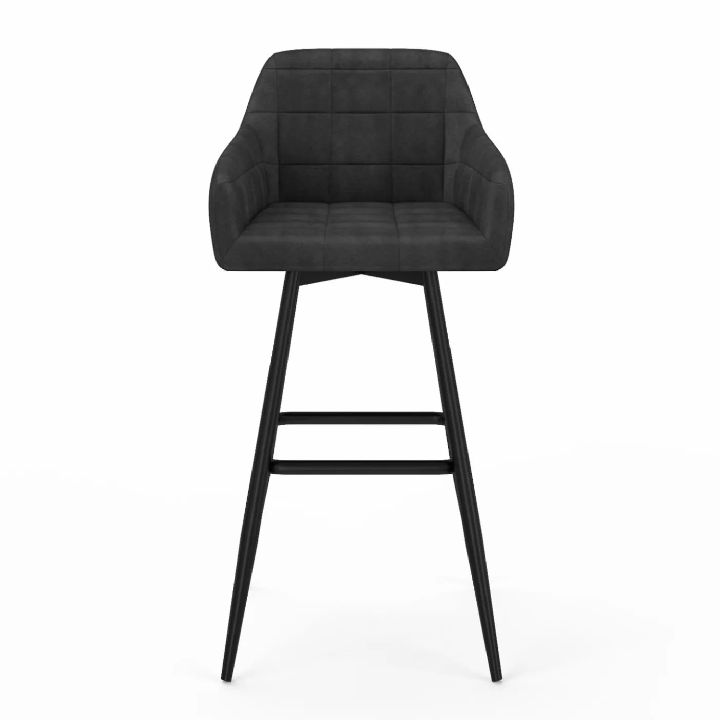 Tabourets de bar en velours gris foncé avec accoudoirs : lot de 2
