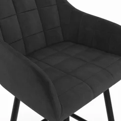 Tabourets de bar en velours gris foncé avec accoudoirs : lot de 2