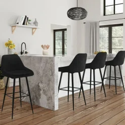 Tabourets de bar en velours noir