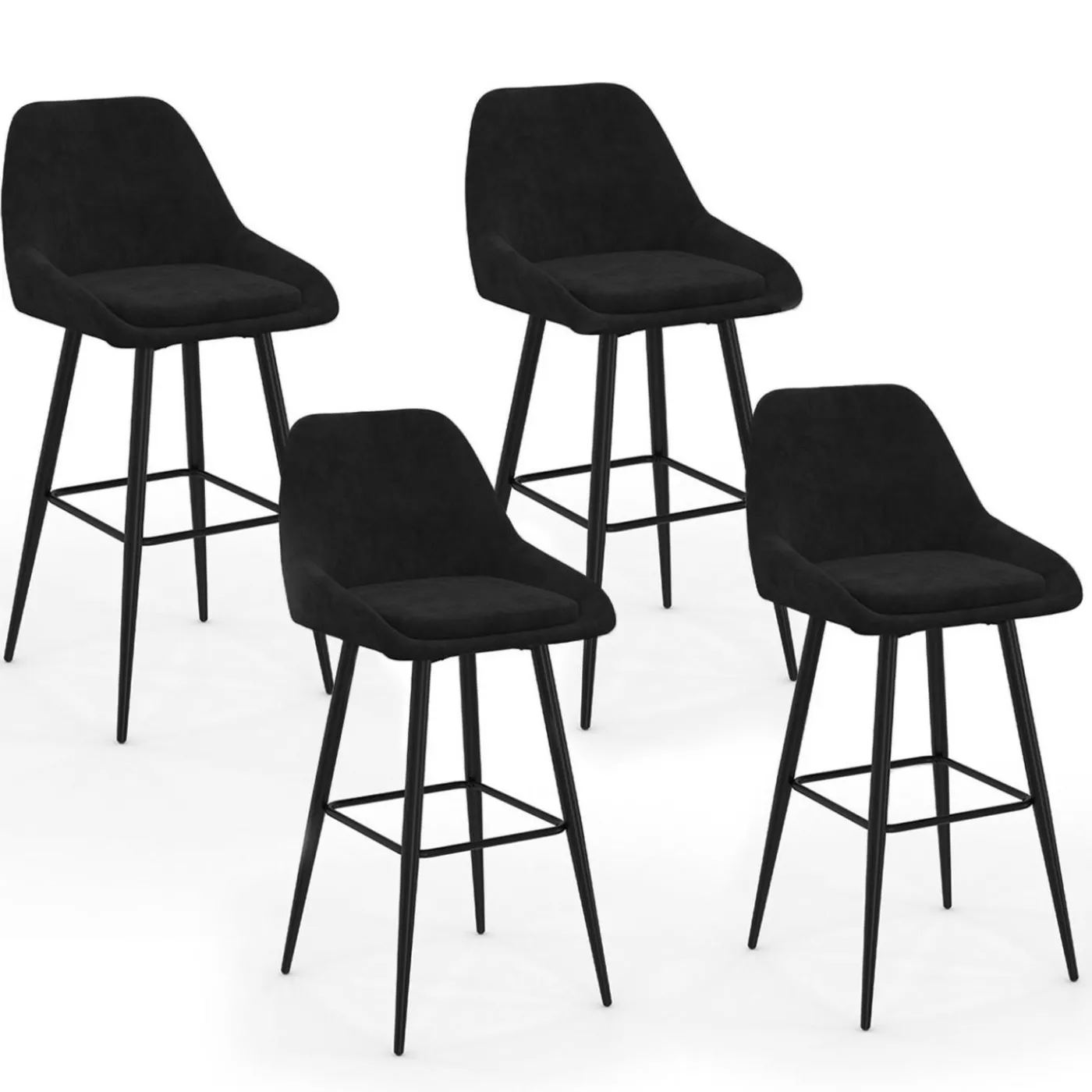Tabourets de bar en velours noir