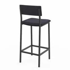 Tabourets de bar en velours et métal gris anthracite : lot de 4