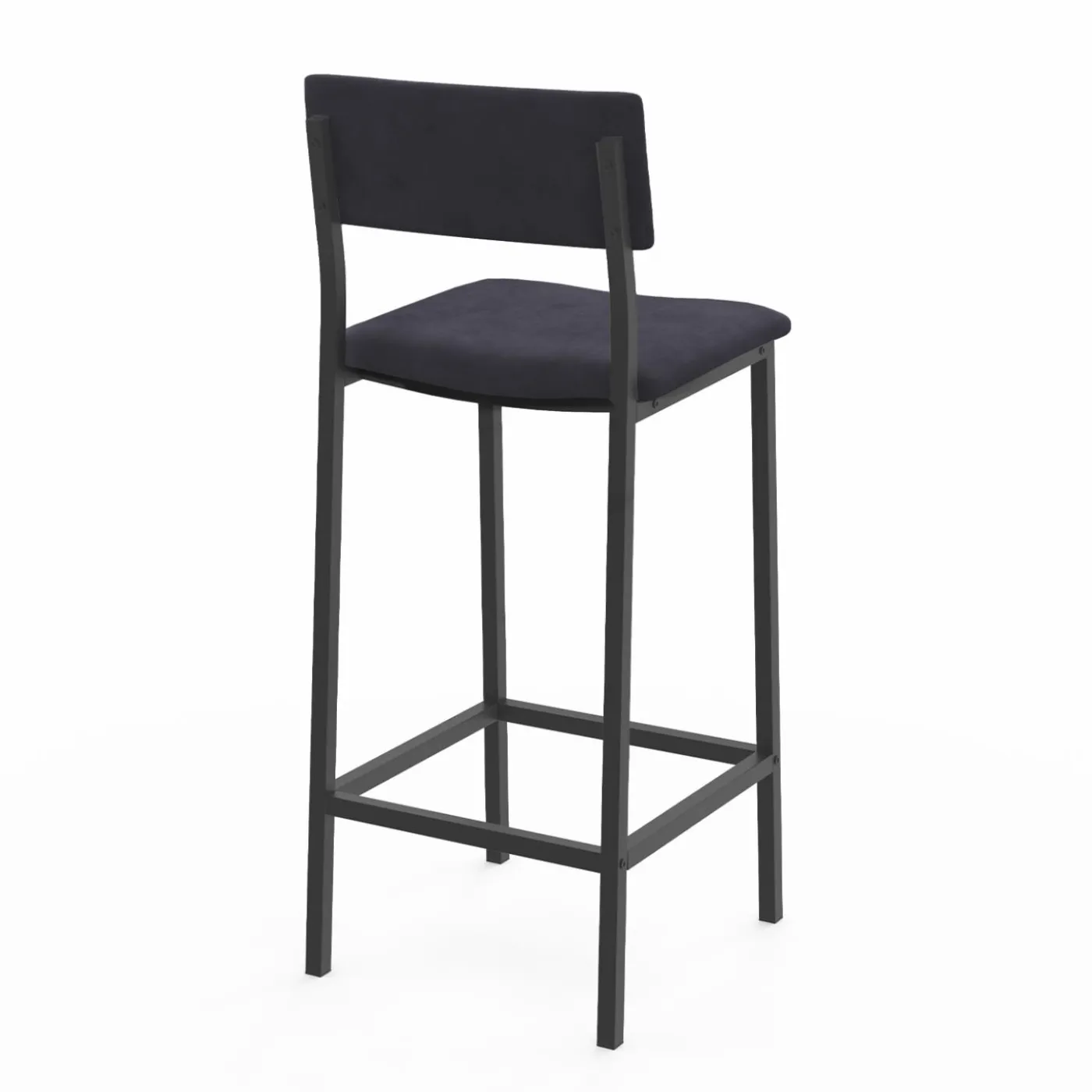 Tabourets de bar en velours et métal gris anthracite : lot de 4