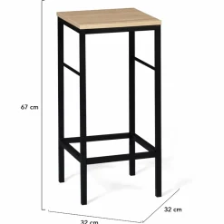Tabourets de bar industriel métal et bois