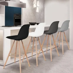 Tabourets de bar mix color gris, blanc et noir : lot de 4