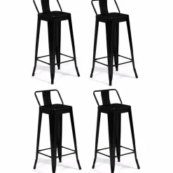 Tabourets de bar métal noir avec dossier