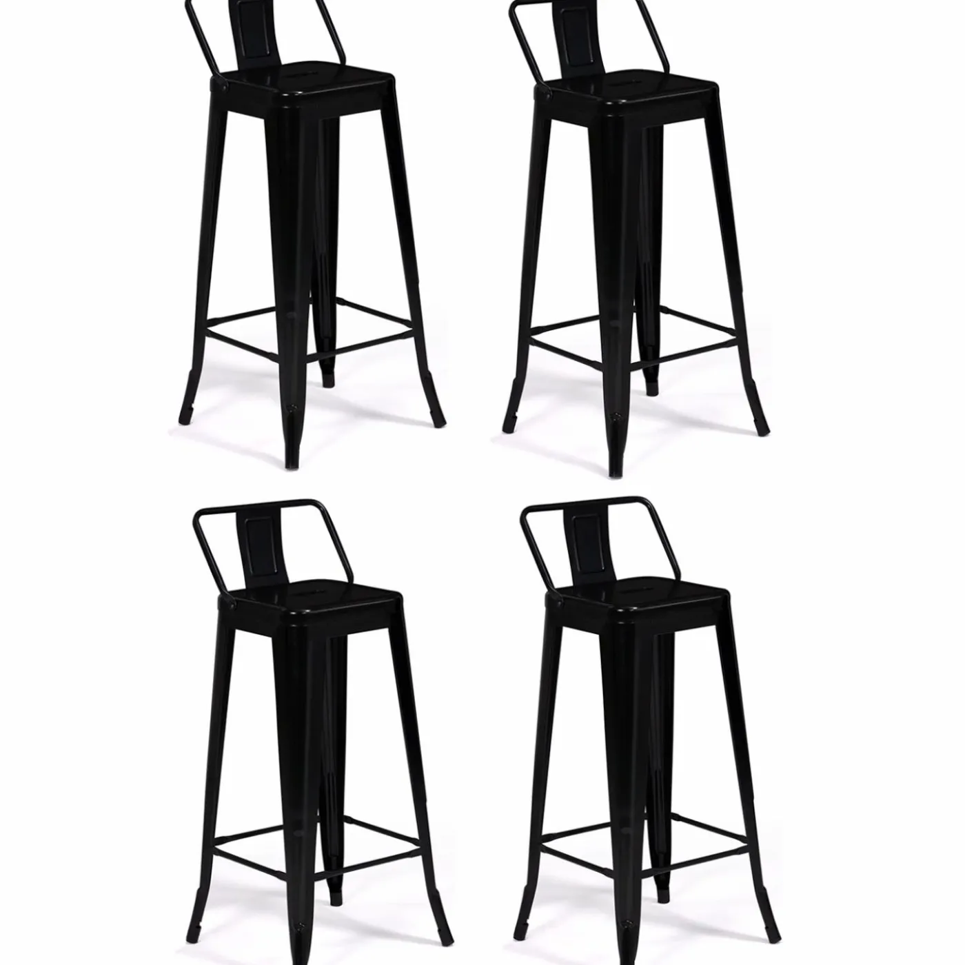 Tabourets de bar métal noir avec dossier