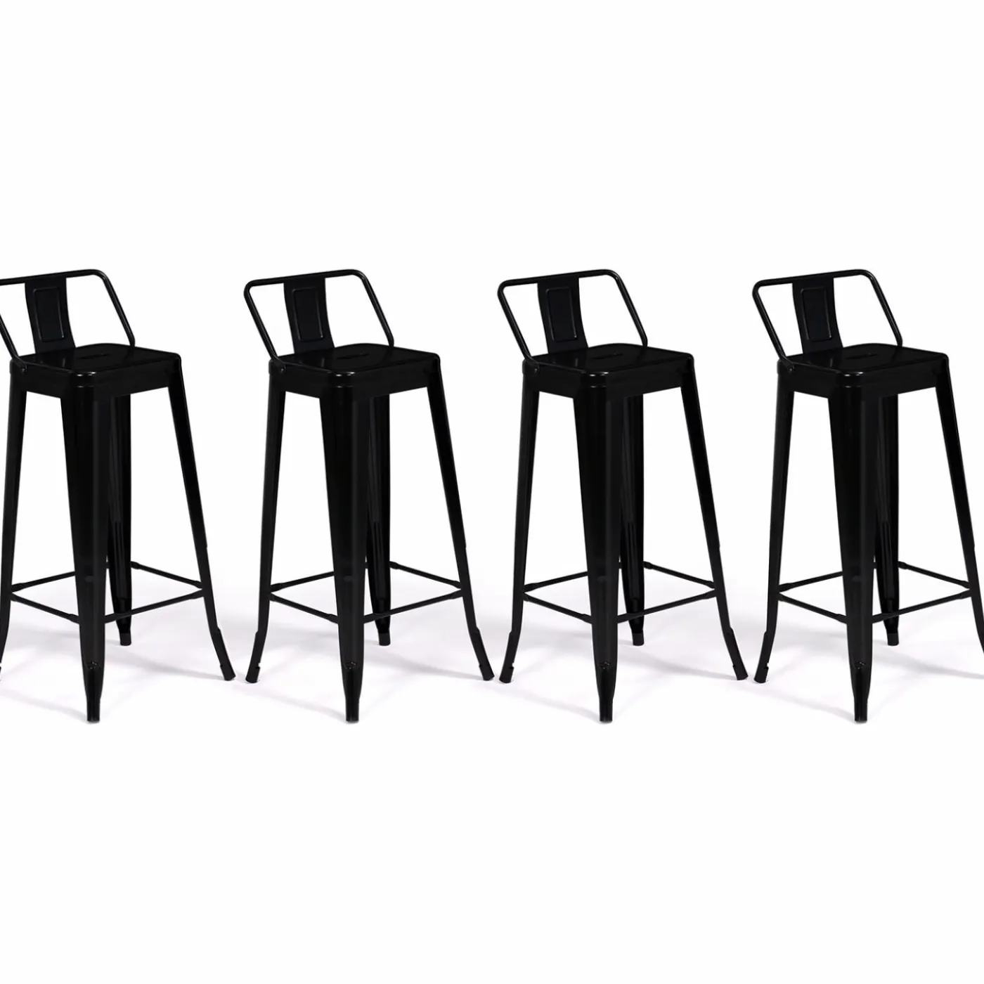 Tabourets de bar métal noir avec dossier