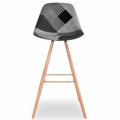 Tabourets de bar scandinaves patchworks noir, gris et blancs