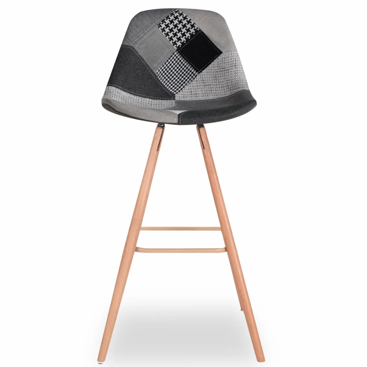 Tabourets de bar scandinaves patchworks noir, gris et blancs