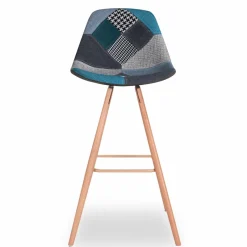 Tabourets de bar scandinaves bleu patchwork